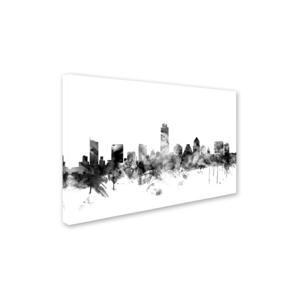 Michael Tompsett 'Austin Texas Skyline B&W' Canvas Art,12x19